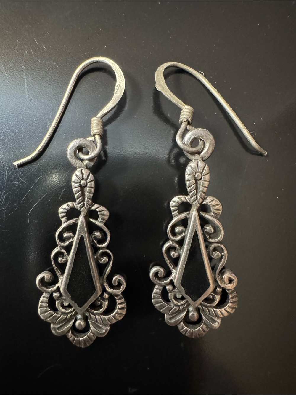 Sterling Silver Scrollwork Drop Earrings - Artisan Filigree Dangles
